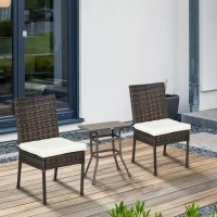 Outsunny PE Rattan Outdoor Dining Chairs with Cushion, Patio Wicker Dining Chair with Backrest, Brown(m-1)