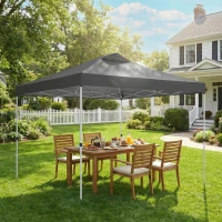 Outsunny Pop Up Canopy Waterproof Canopy Tent with Carrying Bag for Parties Garden BBQs 9.8' x 9.8', Dark Grey(m-1)