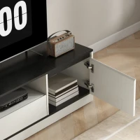 HOMCOM TV Stand for 55-60 Inch TV,  Entertainment Center w/ Cabinets, Shelf, Drawer and Cable Management for Living Room, White(m-10)