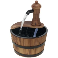 Outsunny Outdoor Fountain, Garden Water Fountain with Electric Pump for Porch, Deck, Yard, Carbonized(m-9)