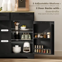 HOMCOM 13 Gallon Tilt Out Garbage Cabinet, Kitchen Island with Trash Cabinet, 2 Drawers, Door Racks, Adjustable Shelves, Black(m-6)
