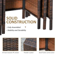 Outsunny Set of 3 Wicker Nesting Tables Patio Rattan Snack End Side Tables Hand Woven All Weather Garden Outdoor Home Furniture Brown(m-5)