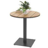 Outsunny Outdoor Side Table, 28" Weather Resistant Round Patio Table with Slatted Design for Garden, Terrace, Balcony, Natural(m-2)