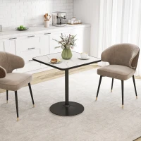 HOMCOM Dining Table for 4, Modern Kitchen Table with Marble Effect Tabletop and Round Base, White(m-1)
