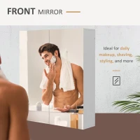 kleankin Wall Mounted Bathroom Cabinet with Mirror, Bathroom Medicine Cabinet with 2 Doors, Adjustable Shelf Soft Close Mechanism(m-6)