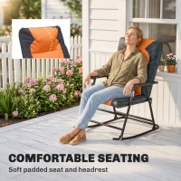 Outsunny 3-Piece Outdoor Foldable Rocking Chair Set, Orange(m-7)