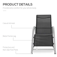 Outsunny 3 Pieces Outdoor Lounge Chair Set, 2 S-Shaped Lawn Chairs and a Glass Table for Patio, Yard, Black(m-6)