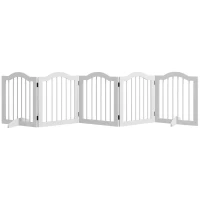 PawHut 24"H Foldable Dog Gate, 5 Panels Freestanding Pet Gate Barriers Indoor with Support Feet(m-9)