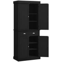 HOMCOM 72" Tall Pantry Cabinet, Kitchen Storage Cabinet with 4 Doors, Drawer and 2 Adjustable Shelves, Black Wood Grain(m-2)