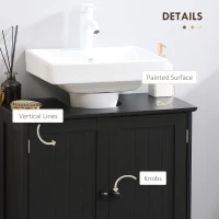 HOMCOM Bathroom Vanity, 24" Pedestal Sink Bathroom Vanity Furniture with 2 Doors and Shelf, Black(m-6)