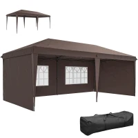 Outsunny 10' x 20' Outdoor Pop Up Canopy Tent Party Tent Instant Shelter W/ Carrying Bag, Coffee(m-9)
