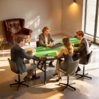 Soozier Poker Table Foldable, 72" 8 Player Casino Leisure Blackjack Texas Holdem Poker Table with 7 Cup Holders, Green(m-1)
