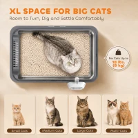 PawHut 2 Pack XL Stainless Steel Litter Box with Scoops, High Sided, for Big and Multiple Cats, Anti-Urine Leakage(m-7)
