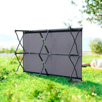 Outsunny 76" Two Person Folding Camping Cot Outdoor Portable Double Cot Wide Military Sleeping Bed w/ Carrying Bag Grey(m-7)