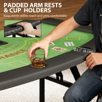 Soozier Poker Table Foldable, 72" 8 Player Casino Leisure Blackjack Texas Holdem Poker Table with 7 Cup Holders, Green(m-7)
