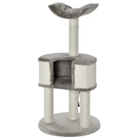 PawHut 43" Plush Cat Tree Activity Condo with Sisal Scratching Posts, Elevated Comfortable Perch, & Roomy Interior Area(m-1)
