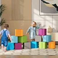 Soozier 12 Piece Soft Play Blocks Soft Foam Toy Building And Stacking Blocks - Multicolours(m-1)