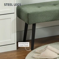 HOMCOM 39" Upholstered Ottoman Bench, Corduroy Entryway Bedroom Bench with Padded Seat and Steel Legs for Bedroom, Green(m-5)