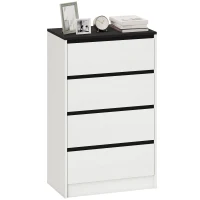 HOMCOM Tall Chest of Drawers, 4 Drawer Dresser for Bedroom, Living Room, Hallway, Modern Storage Cabinet, White Wood Effect(m-9)