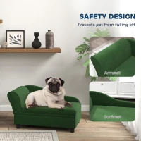 PawHut Pet Sofa Bed Couch with Storage, Pet Sofa for Cats and Small Dogs, Green(m-6)