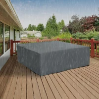 Outsunny Patio Furniture Covers Waterproof for Lounge Chair Set, 600D Heavy Duty Oxford Patio Cover, 80.7" x 75.6" x 24", Grey(m-1)