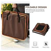 PawHut 39" Portable Soft-Sided Cat Carrier, Cat Kennel, Travel Dog Crate with Divider, Two Compartments, Soft Cushions & Storage Bag, Easy to Fold, Brown(m-7)
