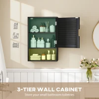 HOMCOM Bathroom Cabinet, Wall Mounted Storage Cabinet with Adjustable Shelves, 40 x 20 x 60 cm, Black(m-4)