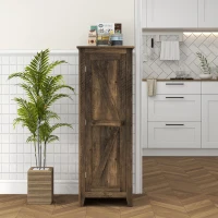 HOMCOM 48" Farmhouse Kitchen Pantry Storage Cabinet with Barn Door, Kitchen Pantry Cabinet with Adjustable Shelves, Brown(m-1)