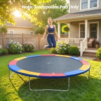 Soozier Trampoline Pad, 14FT Replacement Trampoline Safety Pad Mat Spring Cover, Water-Resistant, UV-Resistant, Tear-Resistant, No Holes for Pole, Colorful(m-8)