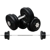 Soozier 145lbs Dumbbell & Barbell Adjustable Set Plate Bar Clamp Rod Home Gym Sports Area Exercise(m-2)