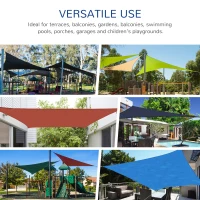 Outsunny Triangle 16.4' Canopy Sun Sail Shade Garden Cover UV Protector Outdoor Patio Lawn Shelter with Carrying Bag (Blue)(m-9)