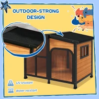PawHut Cabin-Style Wooden Dog House for Large Dogs with Openable Roof & Giant Window, Yellow(m-8)