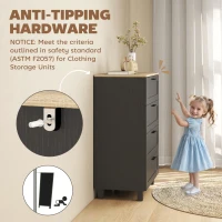 HOMCOM Dresser for Bedroom with 4 Drawers, Chest of Drawers with Solid Wood Legs for Closet, Living Room, Entryway, Black(m-5)