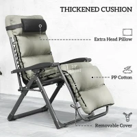 Outsunny 2pcs Reclining Zero Gravity Chair with Adjustable Backrest, Folding Garden Sun Lounger with Removable Cushion, Grey(m-6)