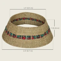 HOMCOM 28 inch Rustic Christmas Tree Skirt, Rattan Woven Christmas Tree Collar for Party, Holiday, Home Decoration, Natural(m-3)
