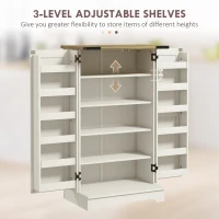 HOMCOM Farmhouse Kitchen Pantry Storage Cabinet, Kitchen Pantry Cabinet with Doors and Adjustable Shelves, Cream White(m-5)