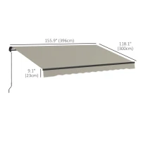 Outsunny 13' x 10' Retractable Awning, 280gsm UV Resistant Sunshade Shelter, for Deck, Balcony, Yard, Light Grey(m-3)