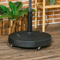 Outsunny Patio Umbrella Stand with Wheels and Handles, 55lb Heavy Duty Market Umbrella Base for Outdoor, Garden, Backyard, Black(m-1)