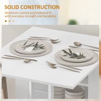 HOMCOM Folding Dining Table with Storage, Drop Leaf Kitchen Table for Small Spaces, White(m-7)