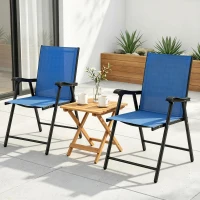 Outsunny Folding Patio Chairs Set of 2, High Back Outdoor Dining Chairs with Breathable Mesh Seat for Lawn, Deck, Blue(m-8)