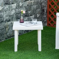Outsunny Garden Side Table, Plastic Outdoor Square Coffee Table for Drink, Snack, White(m-8)