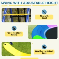 Qaba 6 in 1 Kids Swing Set with 1 Saucer Swing, 1 Belt Swing, 1 Disc Rope Swing, Climbing Ladder and Net, Basketball Hoop(m-7)