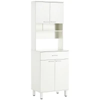 HOMCOM 71"H Freestanding Kitchen Pantry, Buffet Cabinet with Hutch, Storage Cabinet with Drawer, Doors and Microwave Stand, White(m-2)