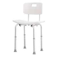 HOMCOM Bath Chair with Back, Adjustable Height Non-slip Shower Stool Bench Tool-Free Assembly Bathroom Aids, White(m-11)