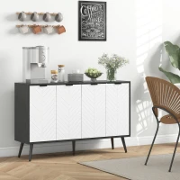 HOMCOM Modern Sideboard and Buffet, Dining Room Cabinet with Adjustable Shelves and 4 Doors, Black(m-1)