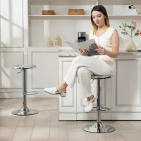 HOMCOM Steel Bar Stools Set of 2, Adjustable Counter Height Round Breakfast Barstools, Industrial Swivel Bar Chairs, Silver(m-7)