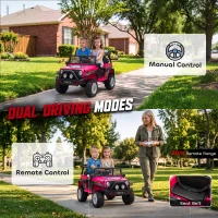 Qaba 12V 2-Seater Ride on Truck Car with Dual Motors, Remote, Soft Start, 4-Wheel Suspension, Lights, Music, USB, Horn, Pink(m-5)