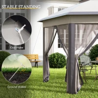 Outsunny 13' x 13' Pop Up Canopy Tent with Netting and Carry Bag, Instant Sun Shelter, Coffee and Beige(m-6)