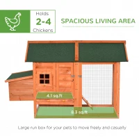PawHut 67" Wooden Chicken Coop Outdoor Chicken House Small Animal Rabbit Habitat Hen House Poultry Cage with Removable Tray Openable Nesting Box Backyard(m-4)