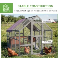 PawHut 9.2' x 6.1' Large Chicken Coop with Nesting Box, Water-Resistant and Anti-UV Cover for 8-12 Chickens, Gray(m-7)